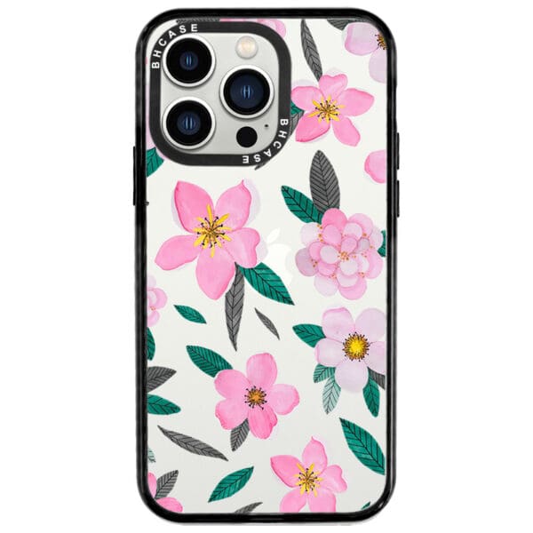 Rózsaszín Floral iPhone 13 Pro Tok