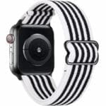 Scrunchie Szíj Apple Watch SE/11/10/9/8/7/6/5/4/3 (42/41/40/38mm) Stripe Fehér Fekete