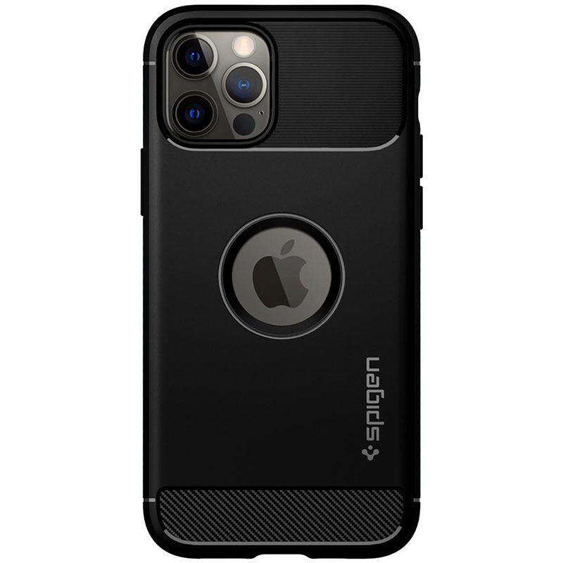 Spigen Rugged Armor Matte Fekete iPhone 12/12 Pro Tok