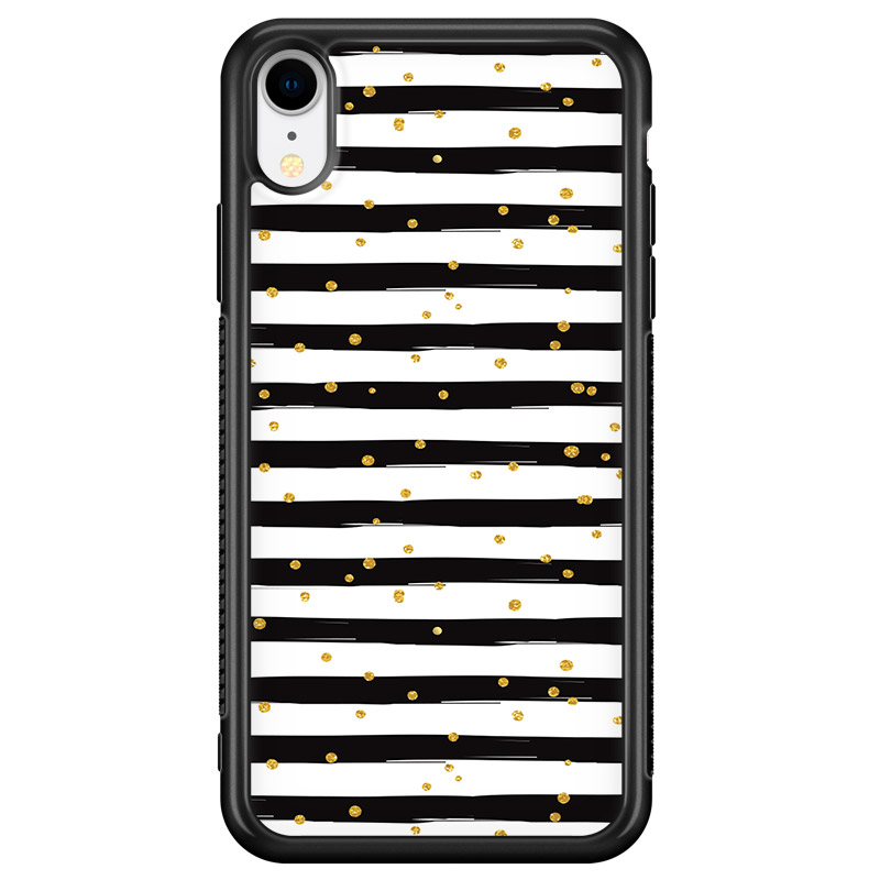 Stripes Gold Black White iPhone XR Tok