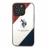 U.S. Polo PU Leather Double Horse iPhone 14 Pro Max Tok Red/White/Navy