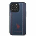 U.S. Polo PU Leather Stitched Lines iPhone 14 Pro Tok Navy