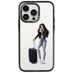 Woman Fekete Haired With Baggage iPhone 13 Pro Tok