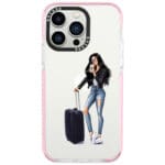 Woman Fekete Haired With Baggage iPhone 13 Pro Tok