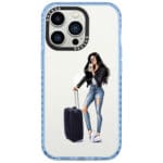 Woman Fekete Haired With Baggage iPhone 13 Pro Tok