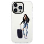 Woman Fekete Haired With Baggage iPhone 13 Pro Tok