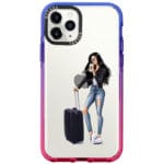 Woman Fekete Haired With Baggage iPhone 11 Pro Tok