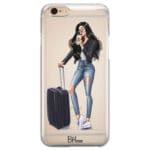 Woman Fekete Haired With Baggage iPhone 6/6S Tok