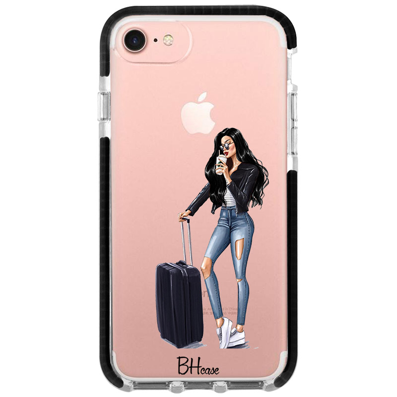 Woman Fekete Haired With Baggage iPhone 8/7/SE 2020/SE 2022 Tok