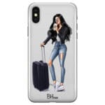 Woman Fekete Haired With Baggage iPhone X/XS Tok