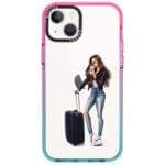 Woman Brunette With Baggage iPhone 14 Tok