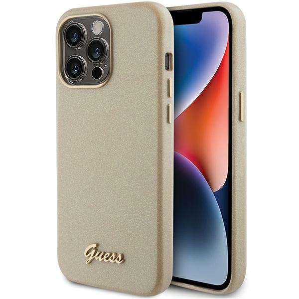Guess GUHCP15LPGMCSD Light Gold Hardcase Glitter Glossy Script iPhone 15 Pro Tok