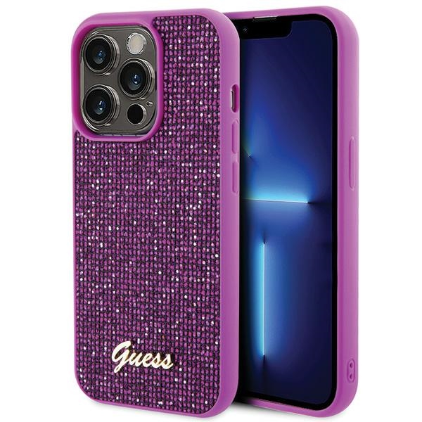 Guess GUHCP15LPMSDGSF Fuschia Hardcase Disco Metal Script iPhone 15 Pro Tok