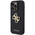Guess GUHCP15LPSP4LGK Black Hardcase Leather Perforated 4G Glitter Logo iPhone 15 Pro Tok