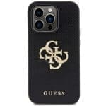 Guess GUHCP15LPSP4LGK Black Hardcase Leather Perforated 4G Glitter Logo iPhone 15 Pro Tok