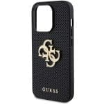Guess GUHCP15LPSP4LGK Black Hardcase Leather Perforated 4G Glitter Logo iPhone 15 Pro Tok