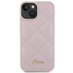 Guess GUHCP15SPSQSQSP Pink Hardcase Quilted Metal Logo iPhone 15 Tok