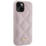 Guess GUHCP15SPSQSQSP Pink Hardcase Quilted Metal Logo iPhone 15 Tok
