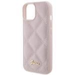 Guess GUHCP15SPSQSQSP Pink Hardcase Quilted Metal Logo iPhone 15 Tok