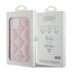 Guess GUHCP15SPSQSQSP Pink Hardcase Quilted Metal Logo iPhone 15 Tok