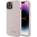 Guess GUHCP15SSMBSLP Pink Hardcase Silicone Script Metal Logo & Frame iPhone 15 Tok