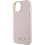 Guess GUHCP15SSMBSLP Pink Hardcase Silicone Script Metal Logo & Frame iPhone 15 Tok
