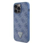 Guess GUHCP15XP4TDPB Blue Hardcase Leather 4G Triangle Strass iPhone 15 Pro Max Tok