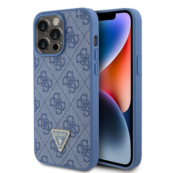 Guess GUHCP15XP4TDPB Blue Hardcase Leather 4G Triangle Strass iPhone 15 Pro Max Tok