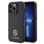 Guess GUHCP15XPS4DGPK Black Hardcase Strass Metal Logo iPhone 15 Pro Max Tok
