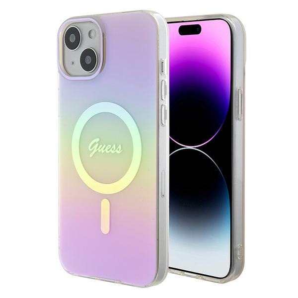 Guess GUHMP15SHITSP Pink Hardcase IML Iridescent MagSafe iPhone 15 Tok