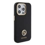 Guess Liquid Silicone 4G Strass Metal Logo Black iPhone 15 Pro Tok