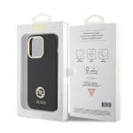 Guess Liquid Silicone 4G Strass Metal Logo Black iPhone 15 Pro Tok