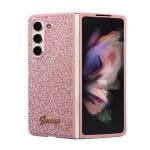 Guess PC/TPU Glitter Flakes Metal Logo Pink Samsung Galaxy Z Fold 5 Tok