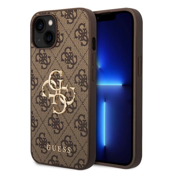 Guess PU 4G Metal Logo Brown iPhone 15 Tok