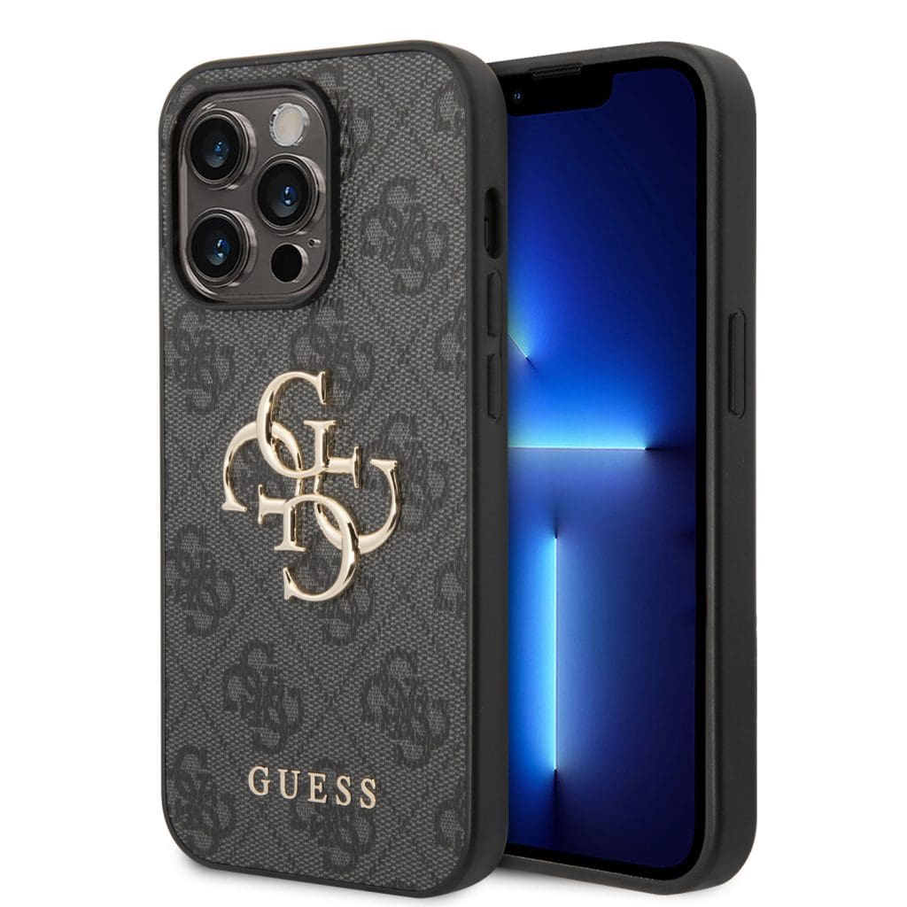 Guess PU 4G Metal Logo Grey iPhone 15 Pro Tok