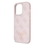 Guess PU 4G Strass Triangle Metal Logo Pink Crossbody Strap + iPhone 15 Pro Tok