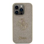 Guess PU Fixed Glitter 4G Metal Logo Gold iPhone 15 Pro Tok