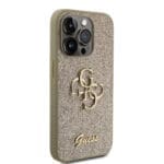 Guess PU Fixed Glitter 4G Metal Logo Gold iPhone 15 Pro Tok