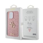 Guess PU Fixed Glitter 4G Metal Logo Pink iPhone 15 Pro Max Tok