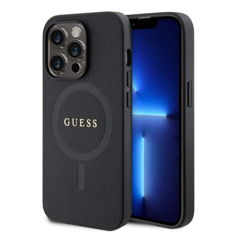 Guess PU Saffiano MagSafe Black iPhone 15 Pro Tok