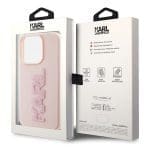 Karl Lagerfeld KLHCP15L3DMBKCP Pink Hardcase 3D Rubber Glitter Logo iPhone 15 Pro Tok