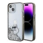 Karl Lagerfeld KLHCP15SLKCNSK Transparent Hardcase Liquid Glitter Choupette iPhone 15 Tok