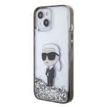 Karl Lagerfeld KLHCP15SLKKNSK Transparent Hardcase Liquid Glitter Ikonik iPhone 15 Tok