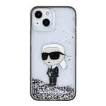 Karl Lagerfeld KLHCP15SLKKNSK Transparent Hardcase Liquid Glitter Ikonik iPhone 15 Tok
