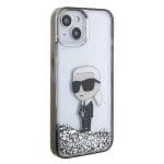 Karl Lagerfeld KLHCP15SLKKNSK Transparent Hardcase Liquid Glitter Ikonik iPhone 15 Tok