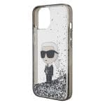 Karl Lagerfeld KLHCP15SLKKNSK Transparent Hardcase Liquid Glitter Ikonik iPhone 15 Tok