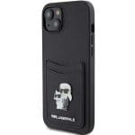 Karl Lagerfeld KLHCP15SSAPKCNPK Black Hardcase Saffiano Cardslot Karl&Choupette Metal Pin iPhone 15 Tok