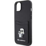 Karl Lagerfeld KLHCP15SSAPKCNPK Black Hardcase Saffiano Cardslot Karl&Choupette Metal Pin iPhone 15 Tok