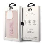 Karl Lagerfeld KLHCP15X3DMBKCP Pink Hardcase 3D Rubber Glitter Logo iPhone 15 Pro Max Tok