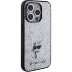 Karl Lagerfeld KLHCP15XGCNPSG Silver Hardcase Fixed Glitter Choupette Logo Metal Pin iPhone 15 Pro Max Tok